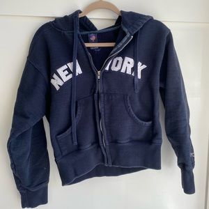 cropped NY zip up hoodie